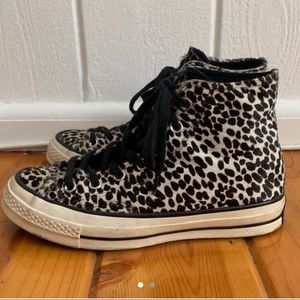 Converse Leopard Pony Hair High-top Sneakers